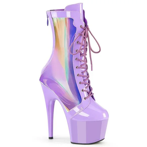 Pleaser Adore 1047 Lavender Hologram Platform Boots High Heels - Picture 1 of 5